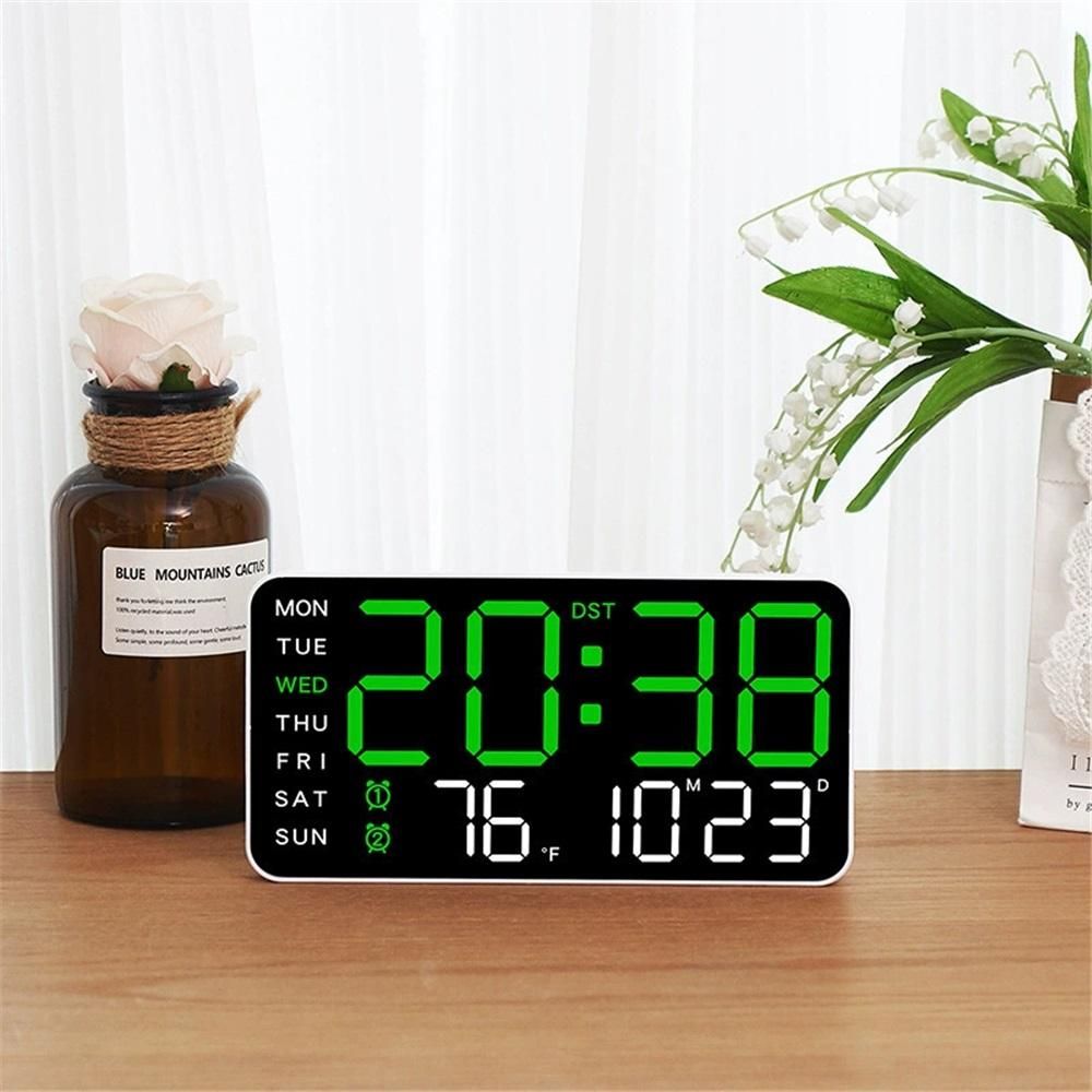 Large Digital Wall Clock, Led Alarm Clock with Big Digits, Date, Temperature, DST, Modern Decor Design for Desk,Brightness for Room, Bedroom, Gift, Yougster — image 4