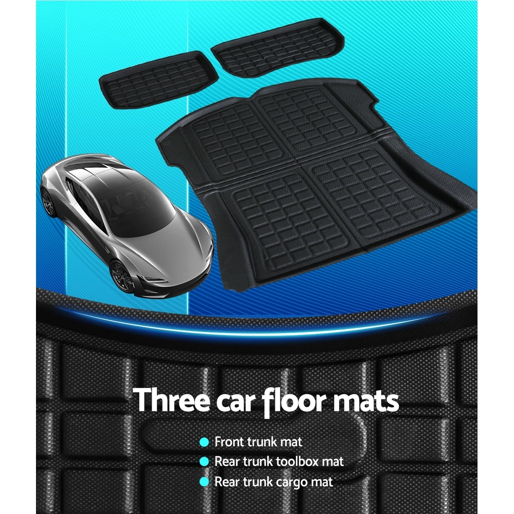 3PCS Car Rear Front Cargo Trunk Toolbox Luggage Rubber Mats for Tesla Model 3 2021-2022 โ image 4