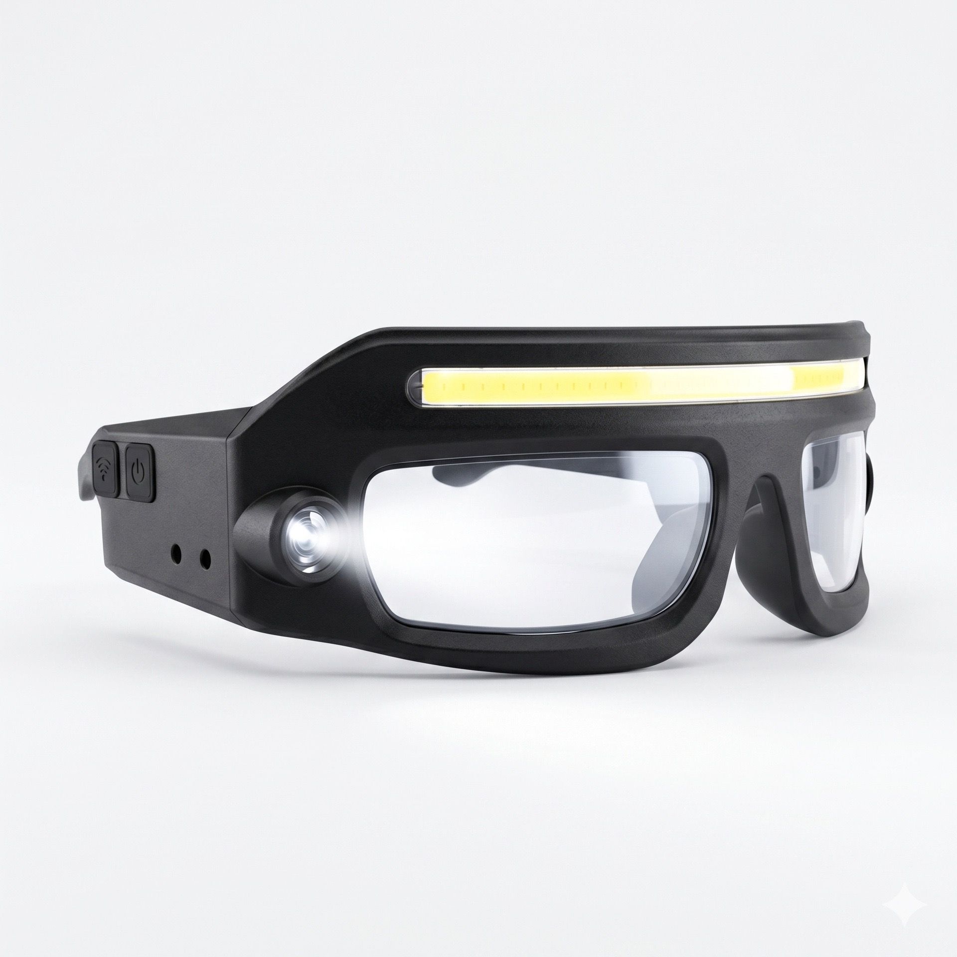 Smart Sensor Eyewear Light with COB Flood & Spot Beam, Rechargeable Headlamp Glasses for Night Running, Cycling, Hiking, and Low-Light Work – Gesture