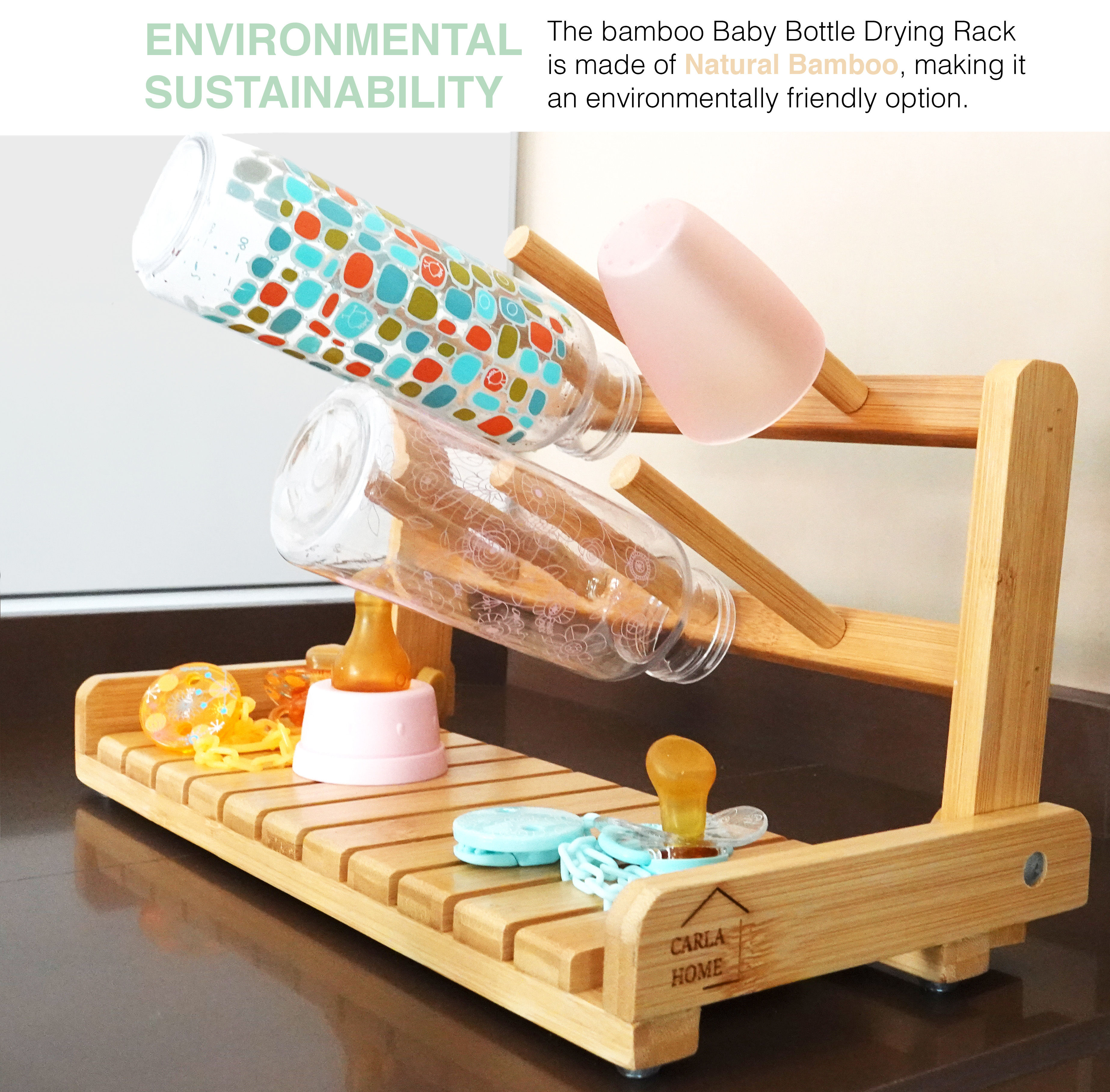 CARLA HOME Portable Bamboo Baby Bottle Drying Rack — image 2