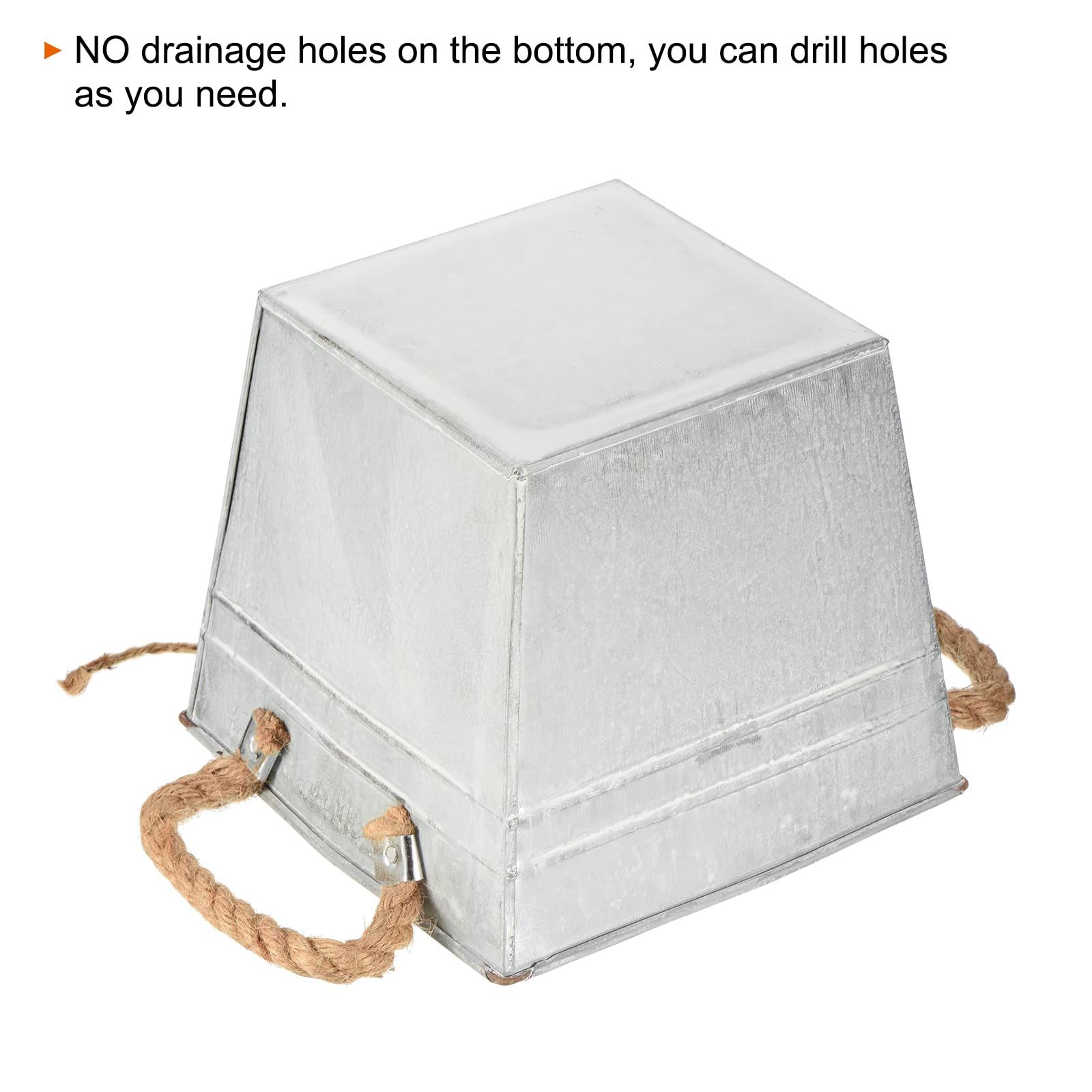 Metal Plant Pot Bucket with Rope Handles 6.3", 2 Pack Iron Flower Planter Container for Garden Decor Indoor Outdoor — image 2