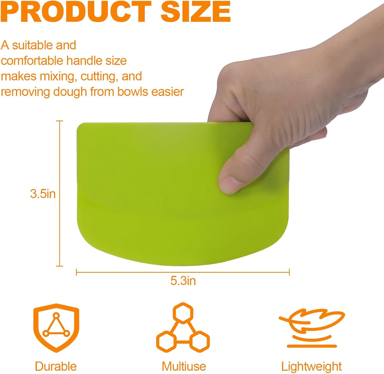 3 Pieces Food Dough Scraper, Plastic Multi - Purpose Kitchen Pastry Cutting Tool, Flexible Bowl Scraper with Curved Edge, Cake Baking Bench Scraper — image 2