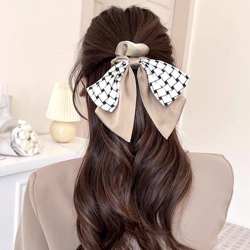 Women Elegant Scrunchies for Hair Ribbon Ties Bow Scrunchies Ponytail Scrunchie - Brown โ image 4