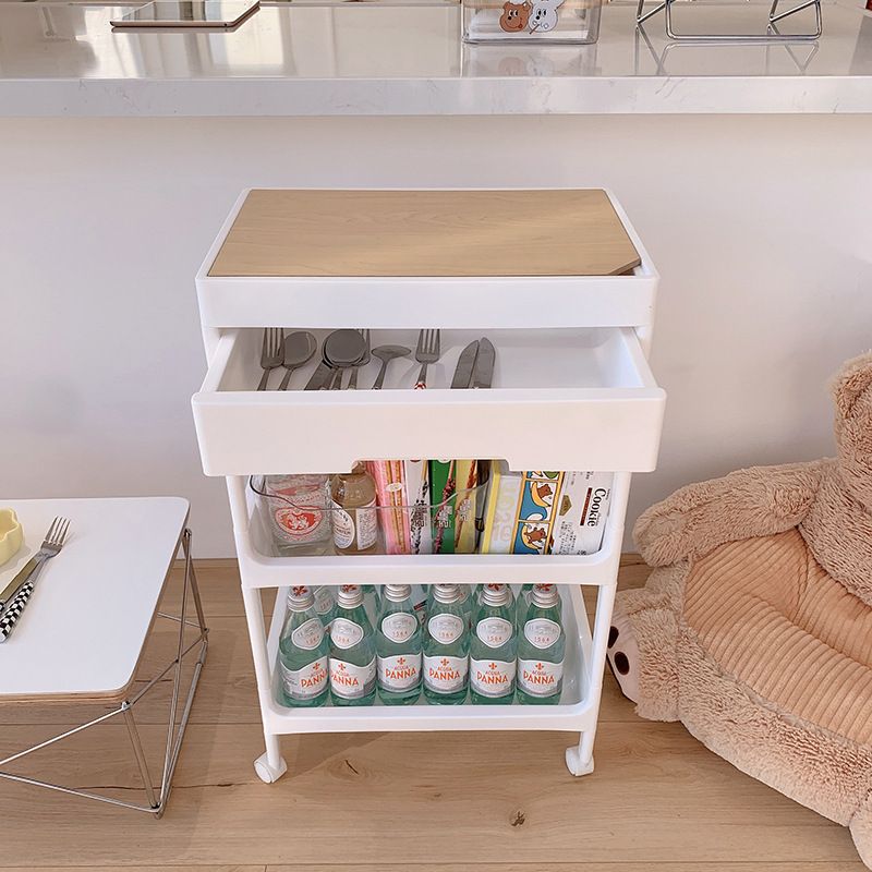 Rolling Cart Large Capacity Eco Friendly PP MDF Sturdy Construction Space Saving Utility Cart For Beauty Salon Dormitory 3 Tier, with Cover and Wheel โ image 5
