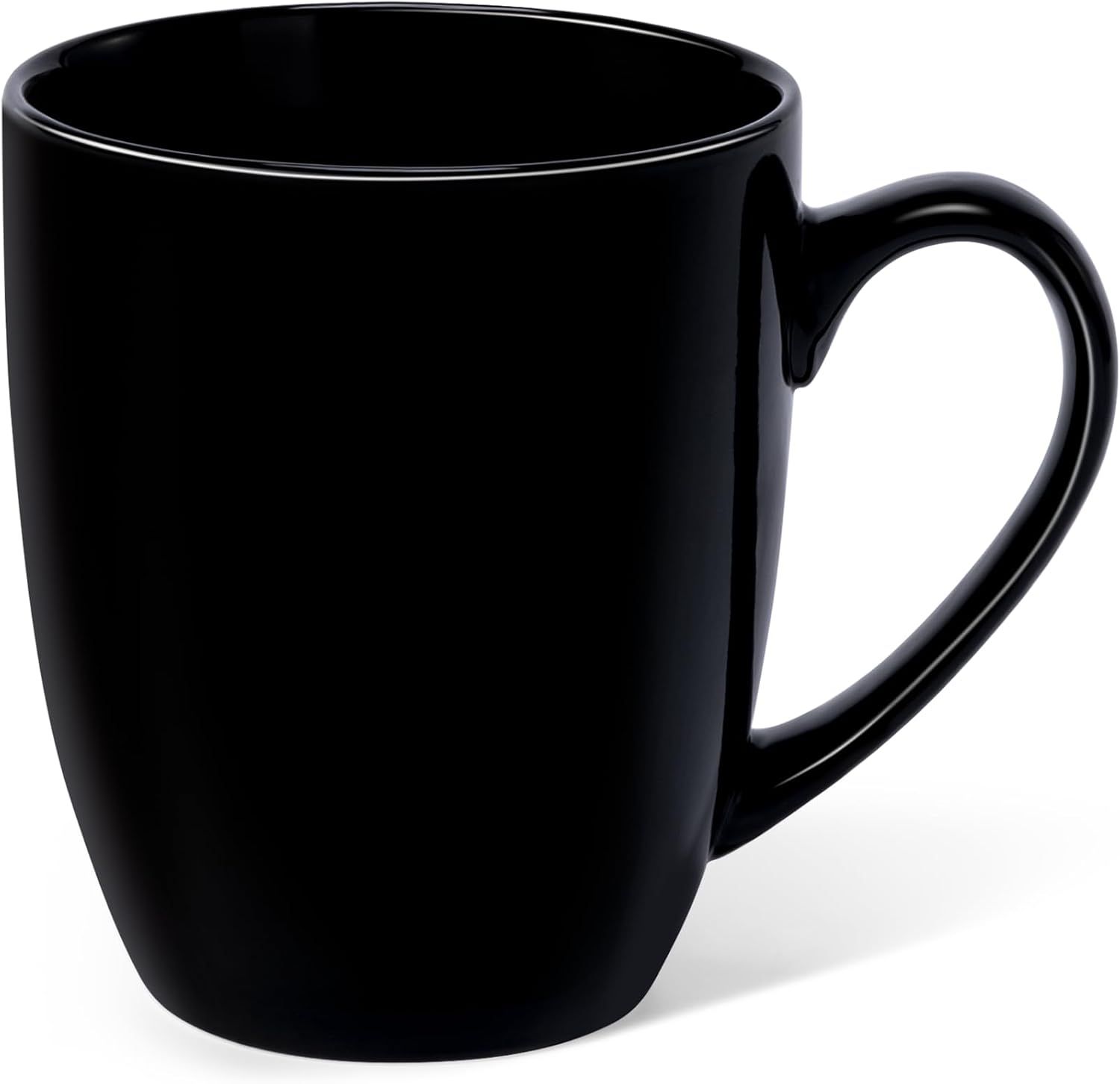 16 oz Large Coffee Mug with Handle, Microwave and Dishwasher Safe Tea and Latte Cup for Home, Office and Everyday Drinks, Black