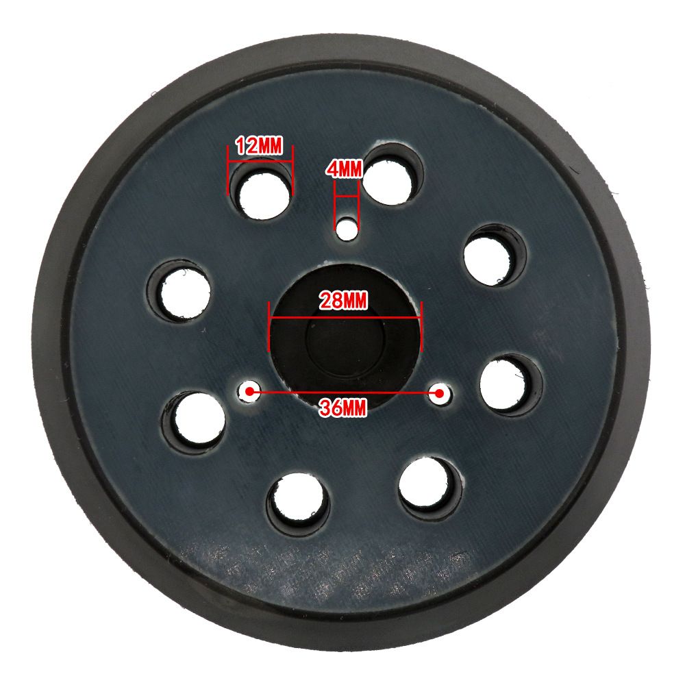 5 Inch 8 Holes Backing Pads - Hook & Loop Sander pad for Drill Tools Clean the sponge polishing disc chassis (1 Pack) (Black) โ image 3