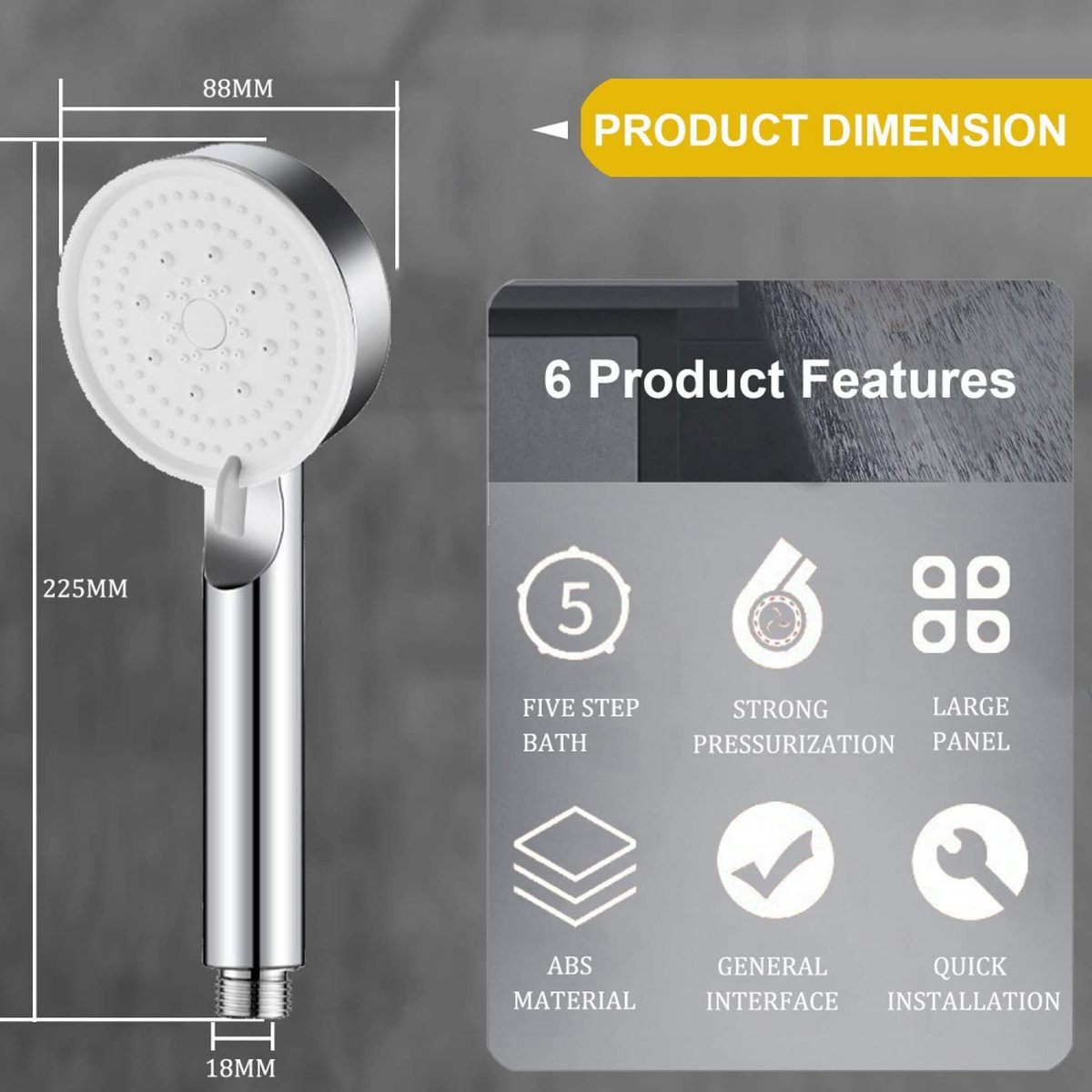 Shower head - 5 jet types - Wellness - 5 spray modes - silver - Better skin - Hand shower - Antibacterial - Anti-limescale protection - Anti-rust — image 2