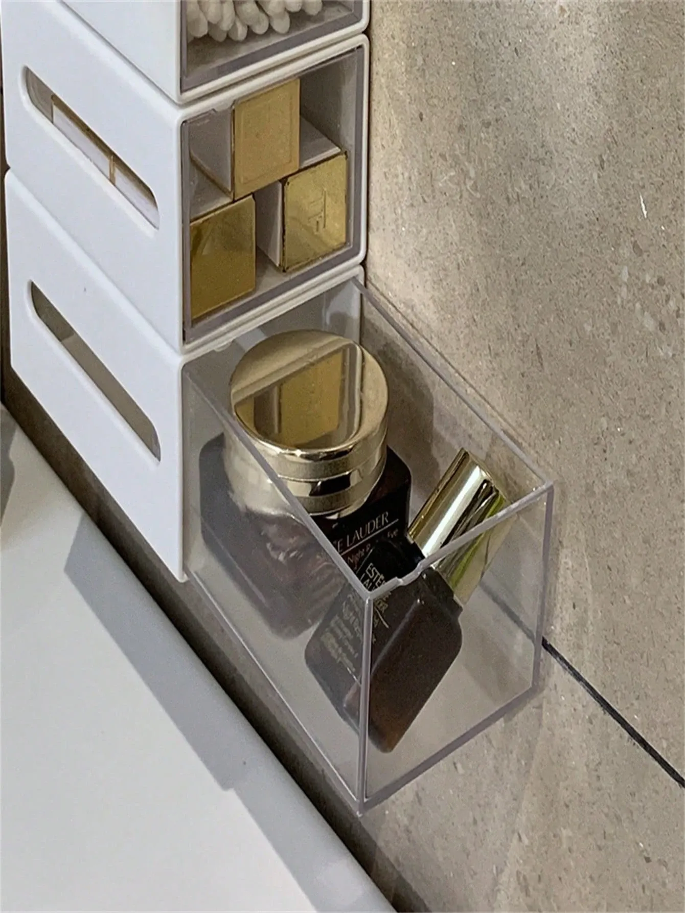 4Pc White Wall Mounted Swab Storage Box Transparent Clear Drawer Organizer For Bathroom Hair Accessories and Jewelries — image 4