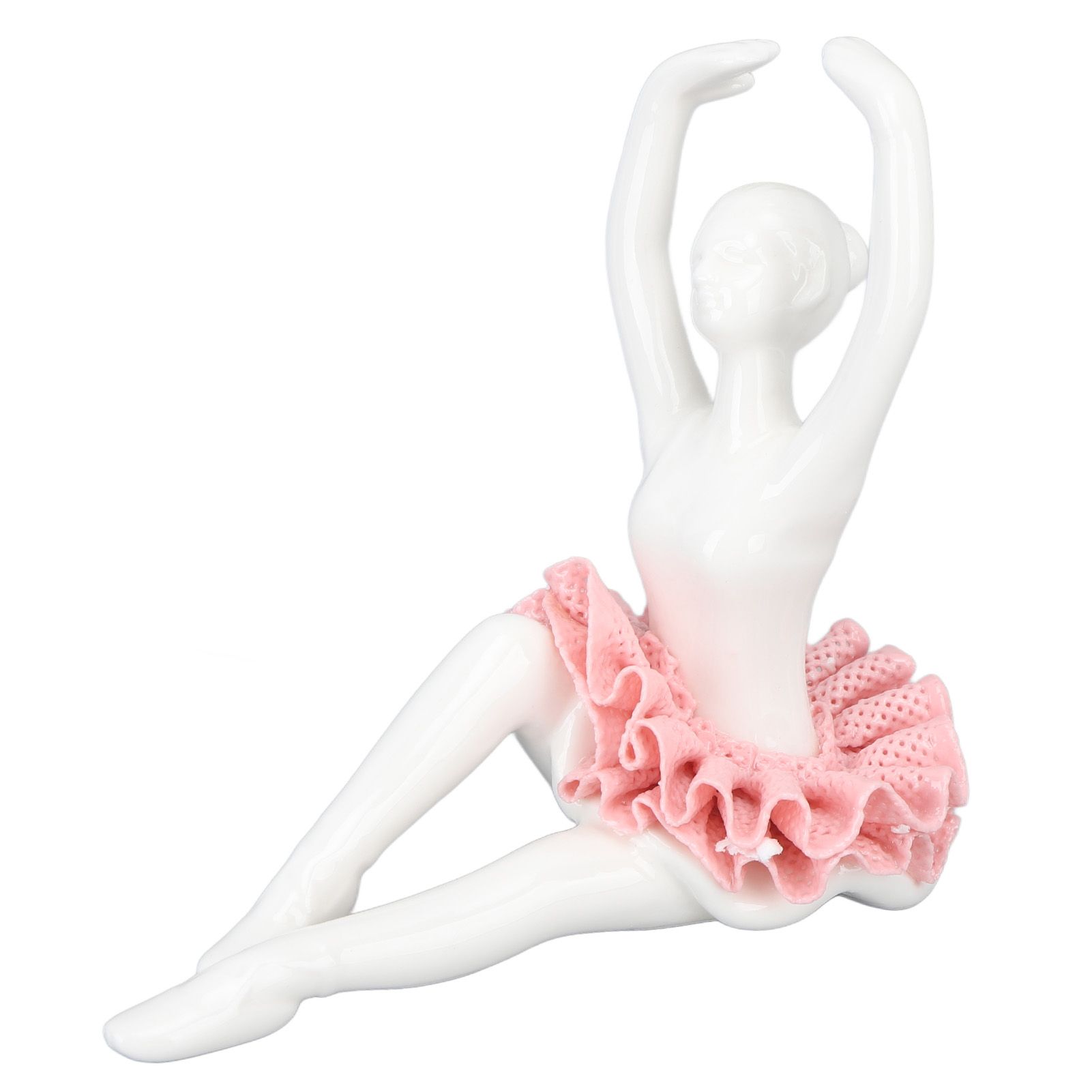 Ballet Dancer Statue Pink Ballerina Figure Ceramic Figure Decor for Table Shelf Bedroom Living Room — image 3