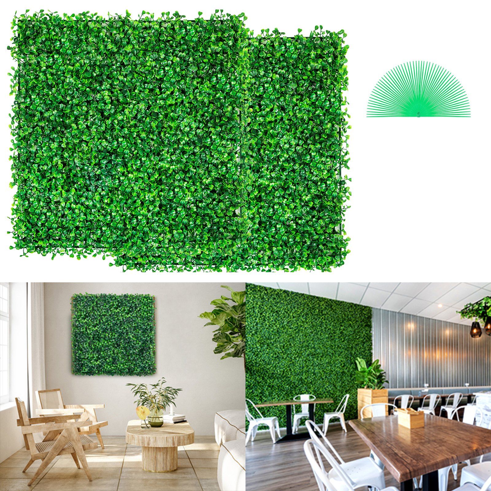 12 Pack Artificial Boxwood Hedge Wall Panels 248 x 248mm UV Protected Privacy Grass Wall Backdrop for Outdoor Indoor Garden Fence Backyard