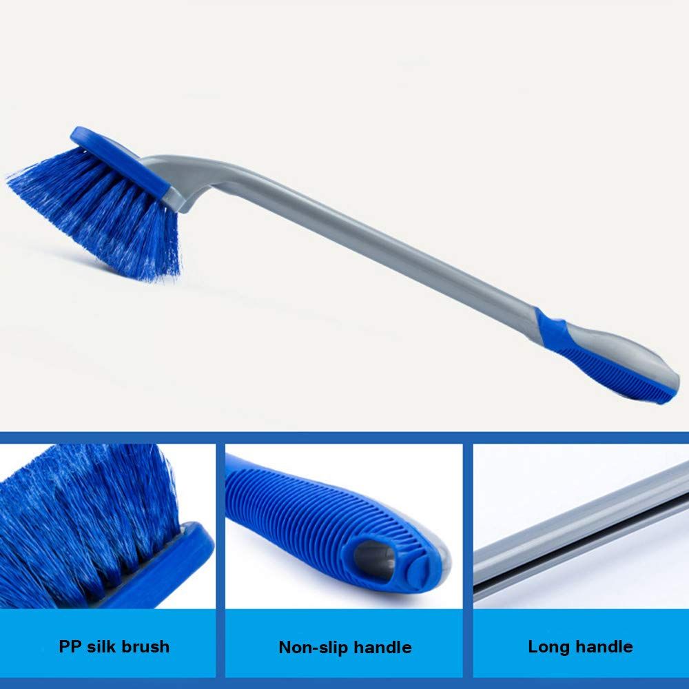 3pcs/Set Blue Long Brush for Rims and Tires Brush for Car Tire Brushes for Cleaning Wheels Wash Brush with Handle Supplies Special — image 3