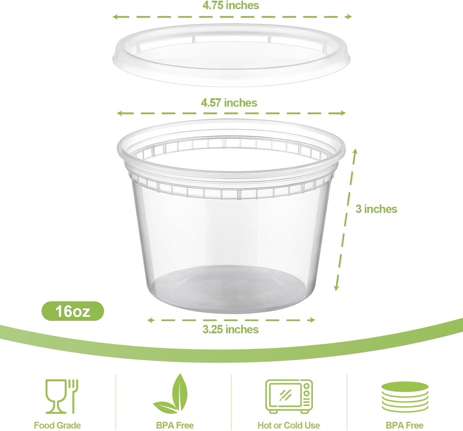 24 Sets 16 oz Plastic Deli Food Containers With Lids, Airtight Food Storage Containers, Freezer/Dishwasher/Microwave Safe, Soup Containers For Takeout Meal โ image 2