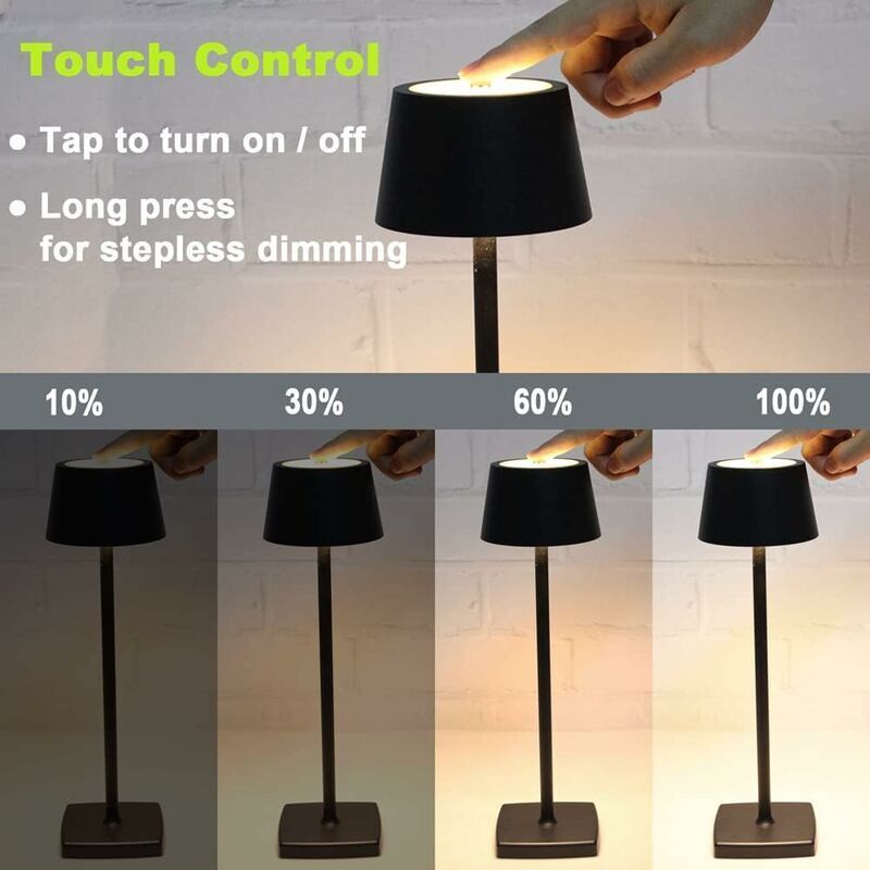 Rechargeable Bedside Lamp 5200mAh Eye Care Desk Lamp Black — image 2