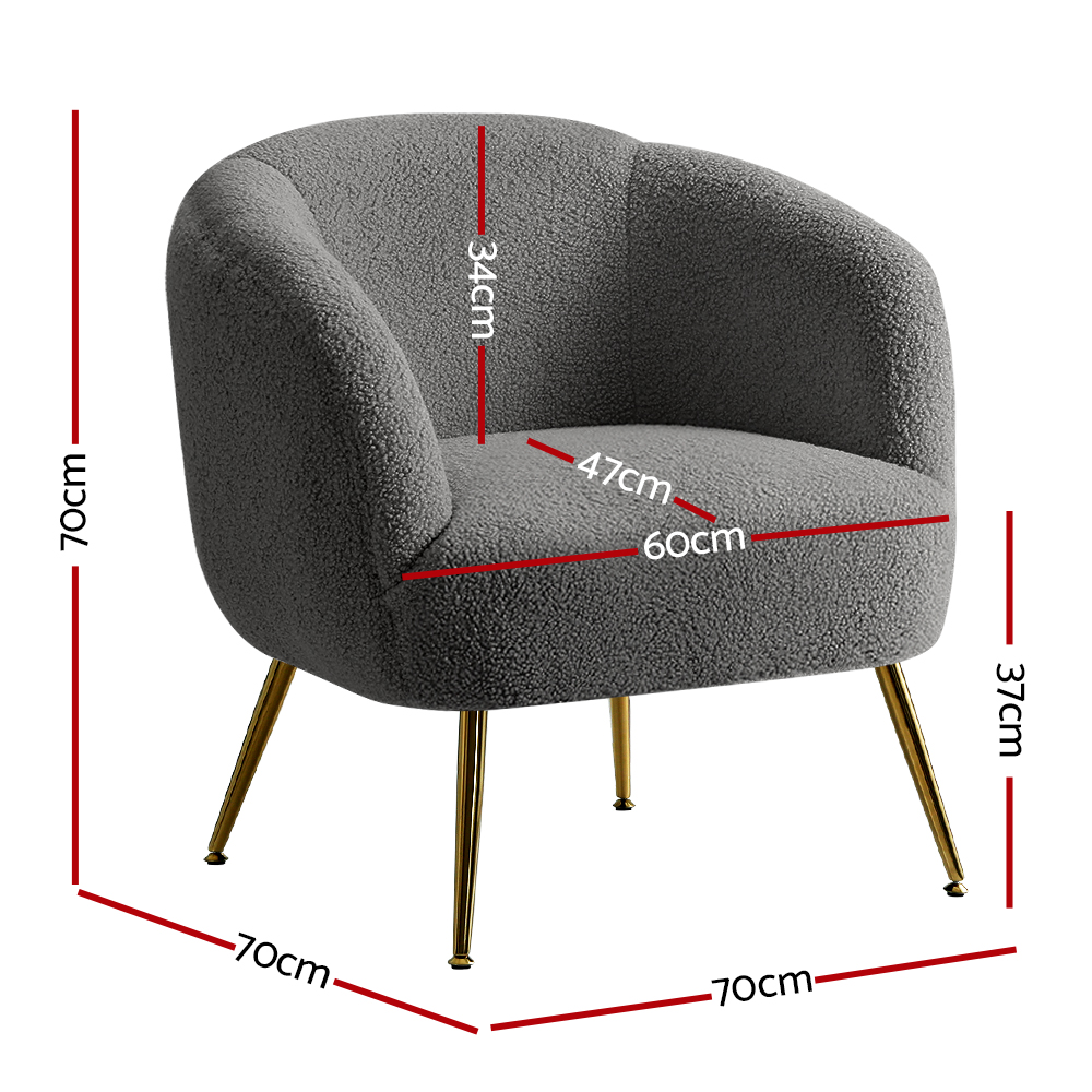 Artiss Armchair Lounge Chair Accent Chairs Arm Armchairs Sherpa Boucle Charcoal — image 2