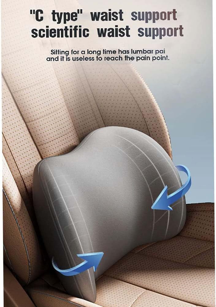Black Ergonomic Memory Foam Car Headrest & Lumbar Support Cushion Set - Driving Comfort Neck & Back Pillow — image 5