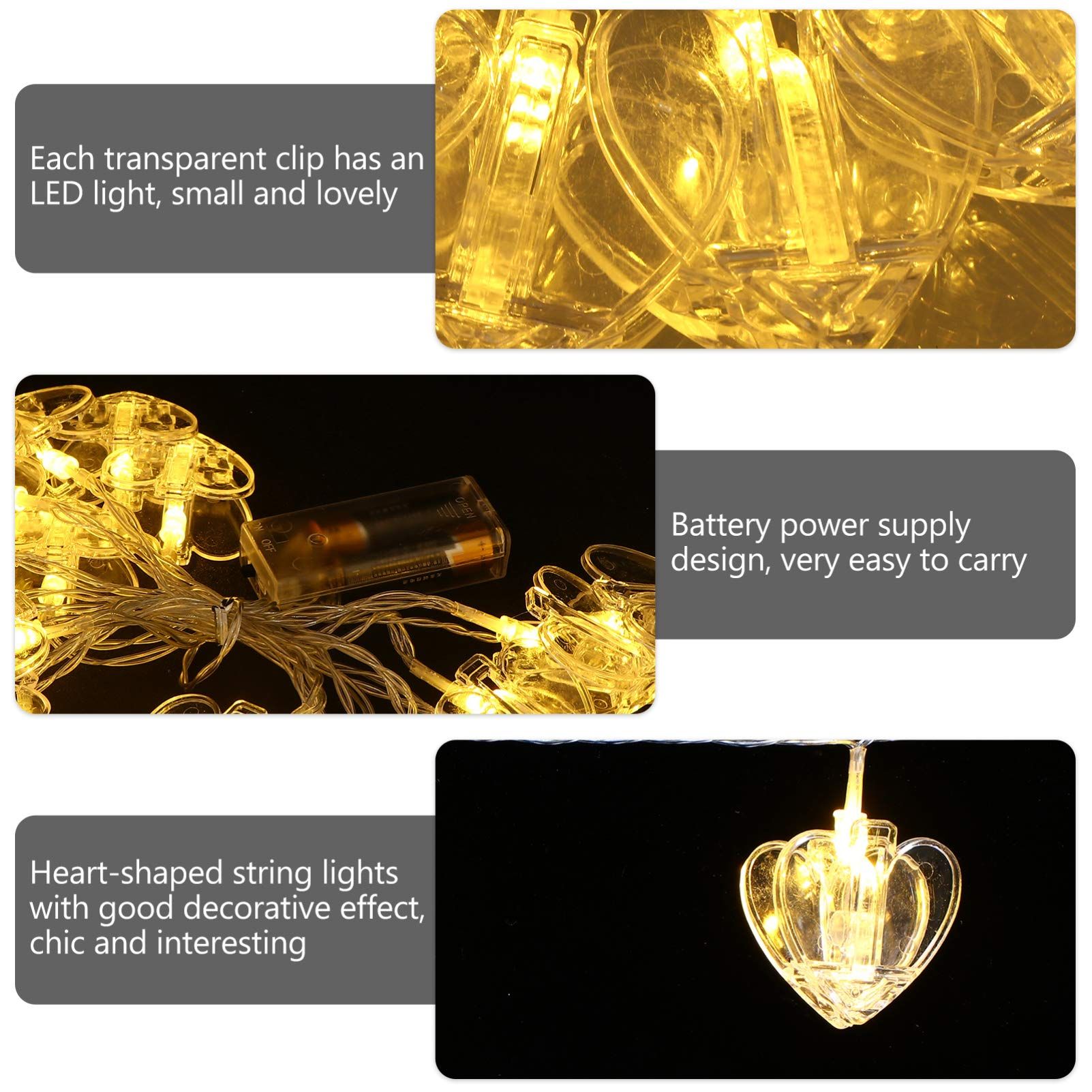 heart-shaped LED hanging clip lights โ image 5