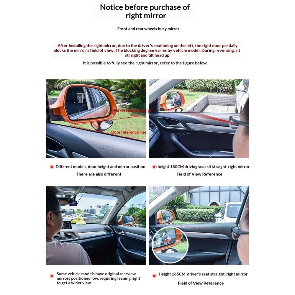 2 pack Blind Spot Car Mirror - Glasses Convex Wide Angle Rear View 360 Degrees Rotatable Blindspot Side Eliminator Auxiliary Mirror for Cars SUV and Trucks โ image 5