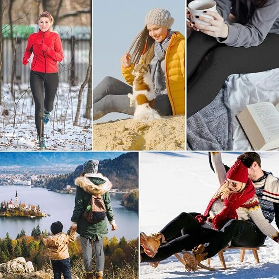 Grey Sherpa Fleece Lined High Waist Winter Leggings for Women, Thick Cashmere Feel Thermal Pants with Stretchy Fit, Plus Size 4XL for Cold Weather Comfort โ image 3