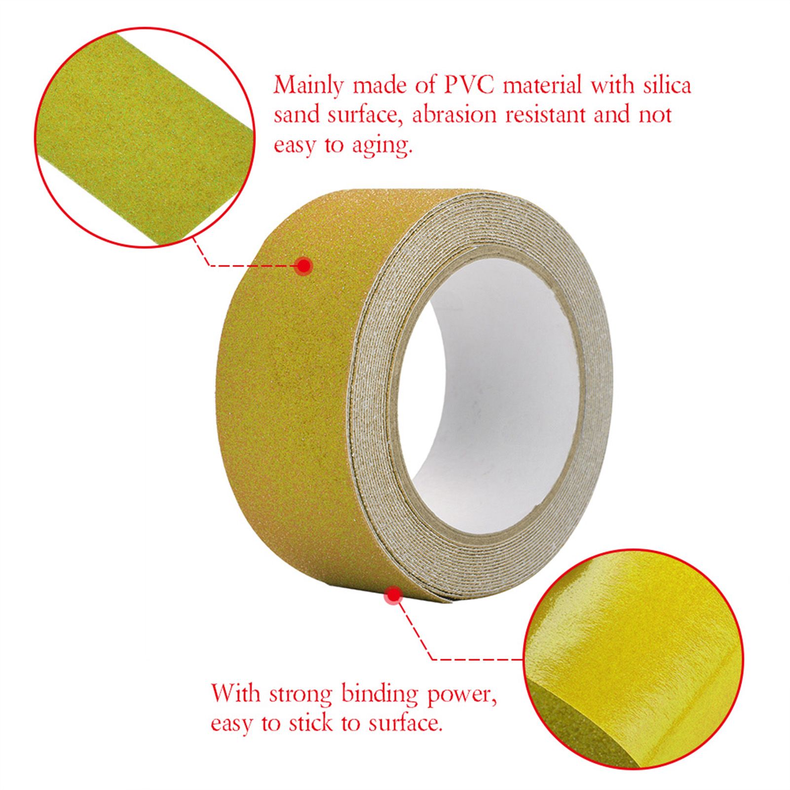 Colorful 5M*5cm PVC NOn Slip Anti Skid Adhesive Tape for Stair Step Floor Safety Decor (Yellow) โ image 5