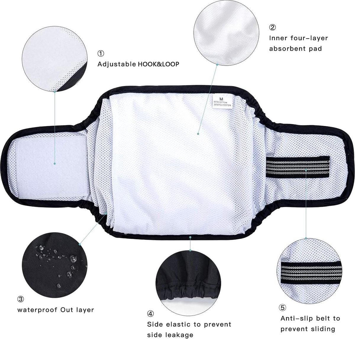 Dog Heat Pants - 3 Pieces - Dog Pants - Dog Diaper - Size L - Super Absorbent - Washable - Reusable - Prevents Unwanted Pregnancies in Female Dogs — image 4