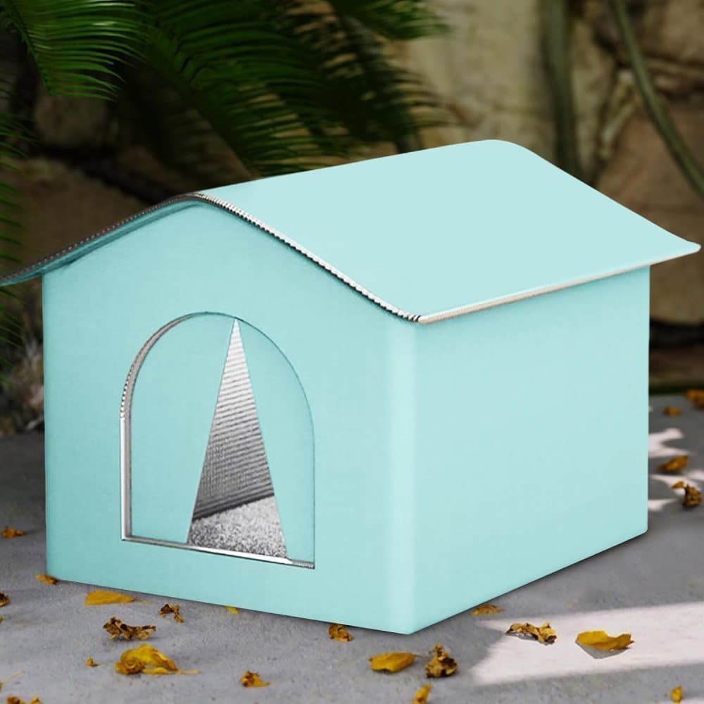 1 Pack Waterproof Insulated Outdoor Cat House for Homeless Cats and Small Animals, 42 x 42cm, Blue — image 5