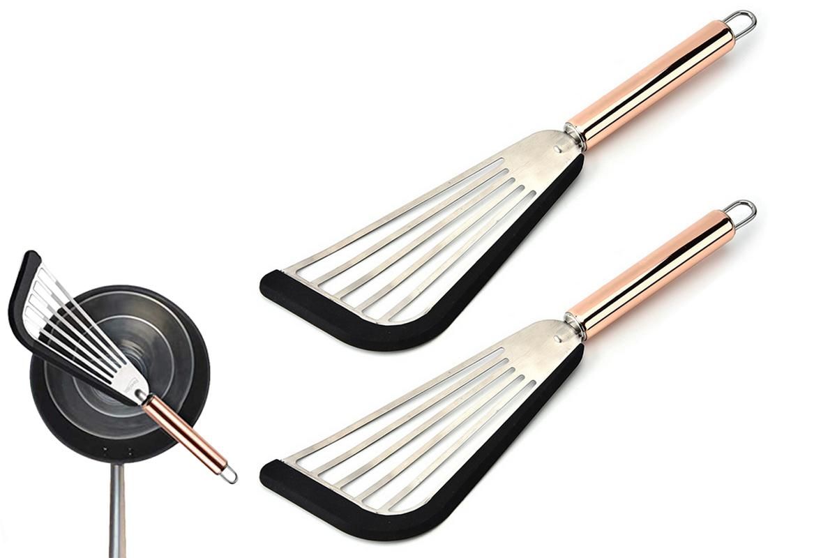 2Pcs Nonstick Cookware Spatula With Silicone Edge Heat Resistant Kitchen Cooking Thin Spatula Flipper