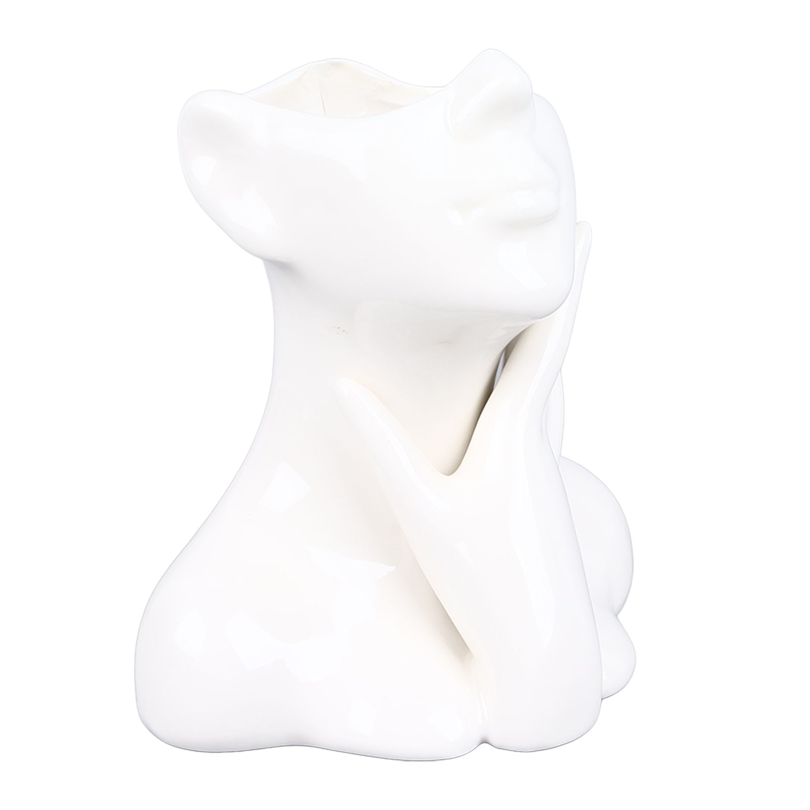 Female Face Vase Nordic Style Elegant Flower Vase Smoothly Ceramic Flower Vase Decoration for Living Room Garden — image 4