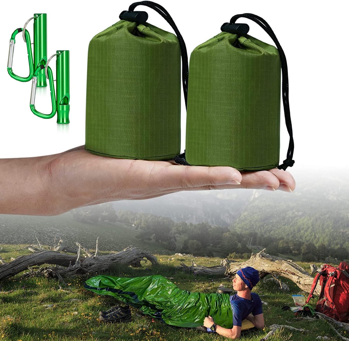 Emergency Sleeping Bag - 2 Pieces - Emergency Blanket - Waterproof Survival Blanket - 210*90cm - PE - Rescue Blanket - Insulation Blanket - Survival
