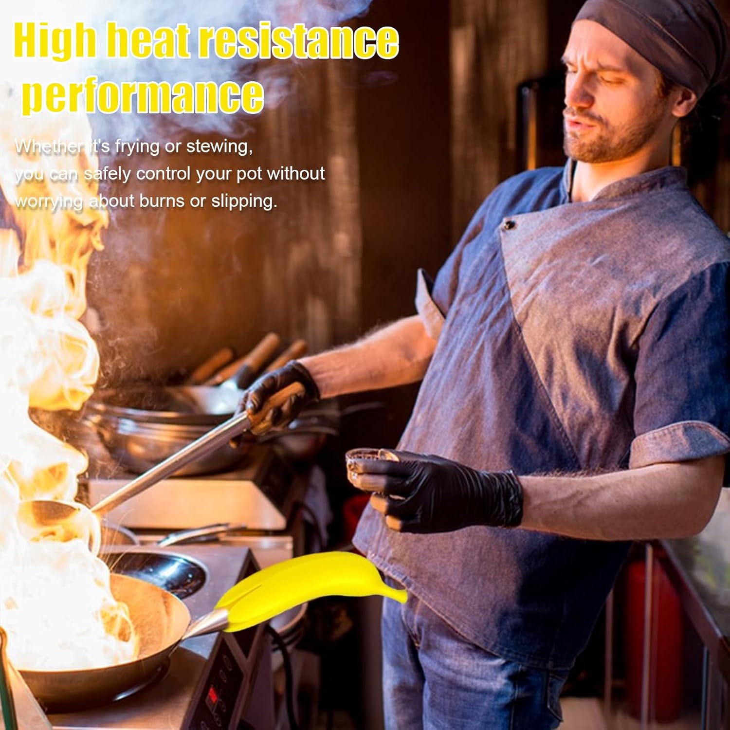 Yellow Banana Shaped Silicone Oven Mitts 1 Piece Heat Resistant Up to 240°C Scratch Resistant Suitable for Cast Iron Cookware Pans Dishwasher Safe — image 4