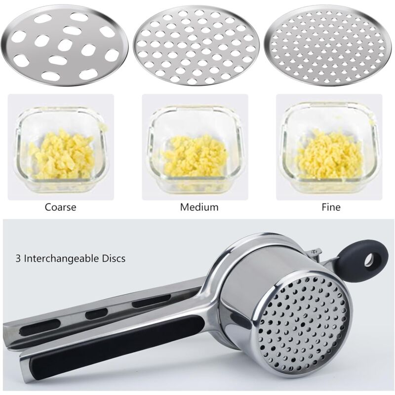 Potato Masher, Manual Potato Masher With 3 Interchangeable Discs, Professional Stainless Steel Manual Masher, Ideal For — image 3