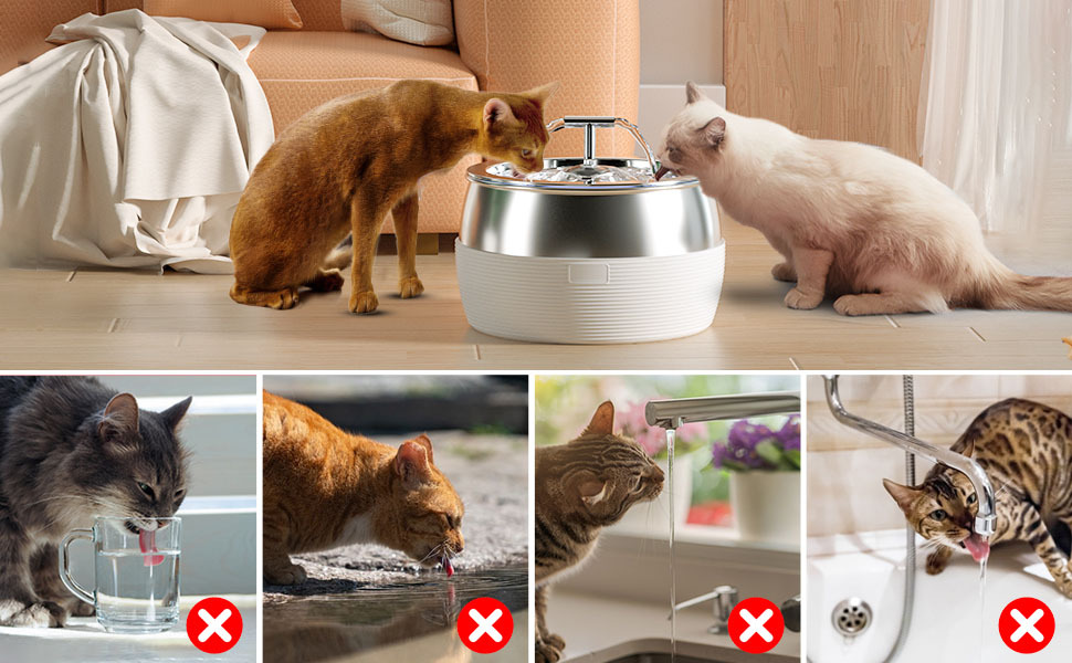 YES4PETS 3L Automatic Electric Pet Water Fountain Dog Cat Stainless Steel Feeder Bowl Dispenser Black — image 4