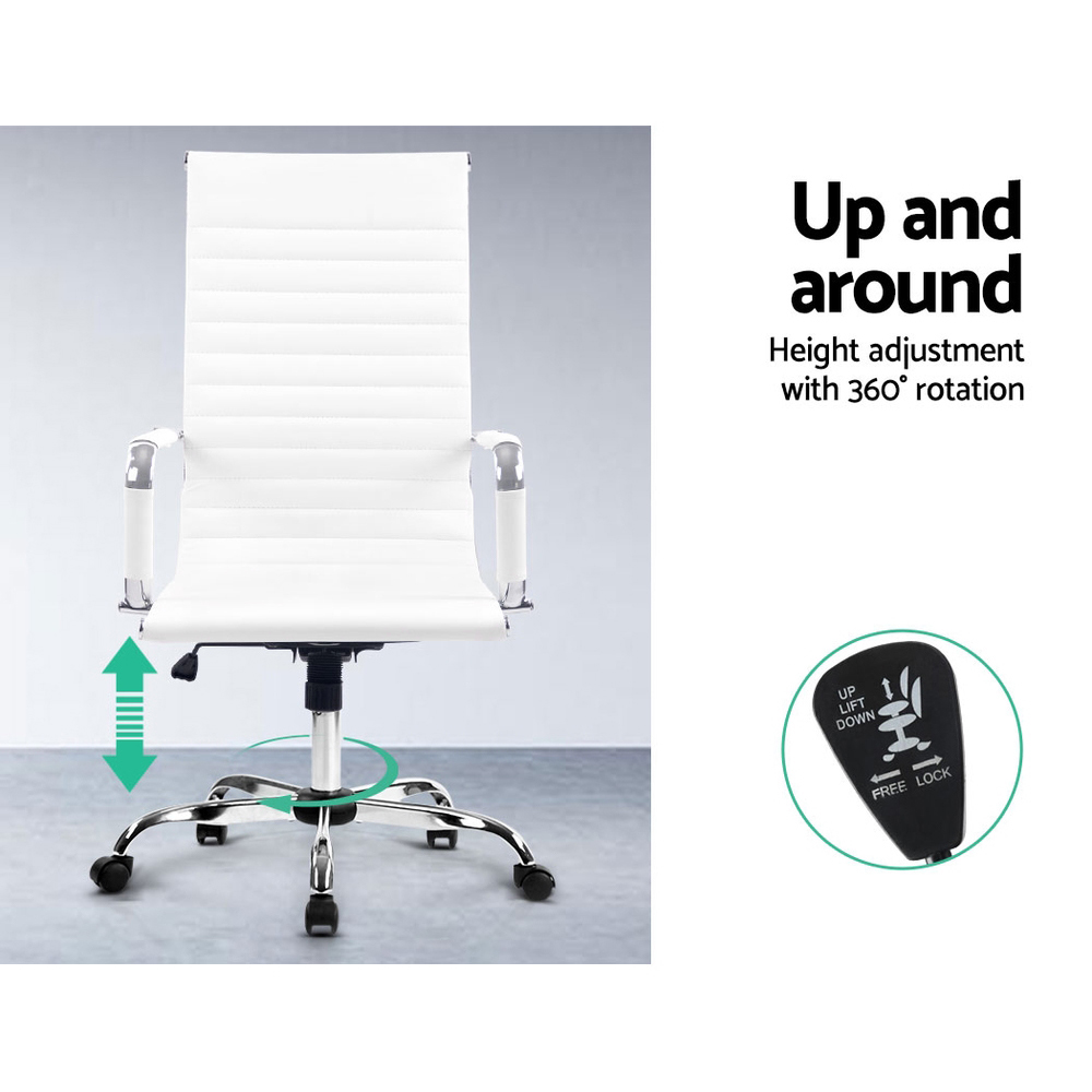 Artiss Office Chair Conference Chairs PU Leather High Back White — image 5