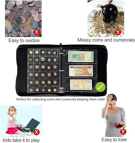 15 Sheets Coin Collection Supplies Pages, 5 Sizes Coins Collecting Pocket Page with Standard 9 Hole Coin Binder Sleeves for Coin Stamp Currency Collection — image 4