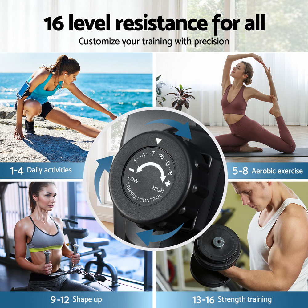 Everfit 16 Level Magnetic Rowing Machine for Home with App Connect Walnut — image 6