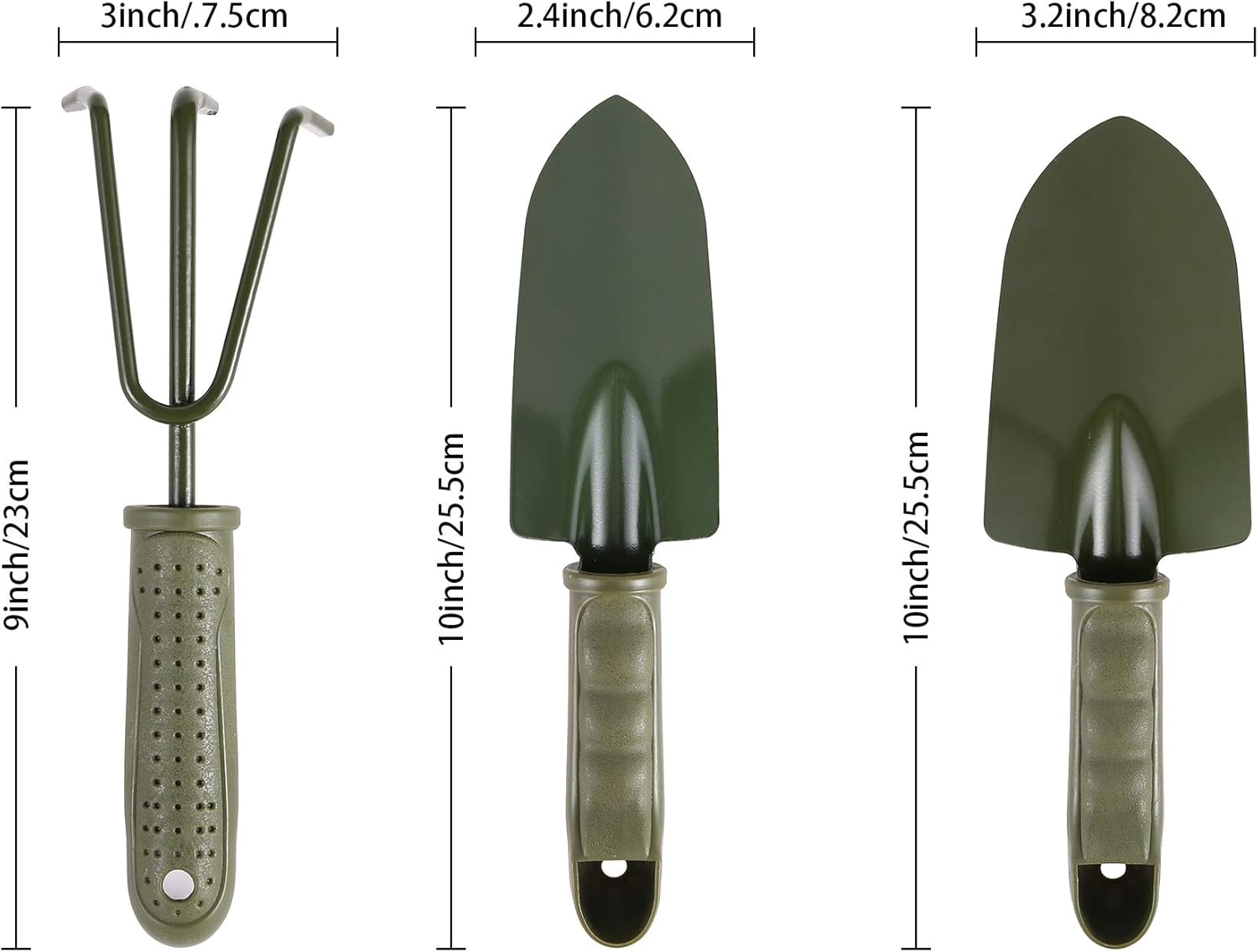 3-Piece Garden Tool Set - Carbon Steel - Ergonomic Handles - Garden Tools for Planting and Soil Cultivation — image 5