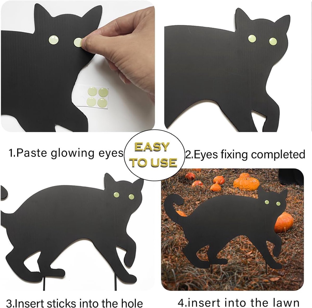 Halloween - 3-piece - Halloween Decoration - Black Cat - Yard Signs Decorations - Scary Halloween Garden Signs - Garden Decoration - Outdoor Decor - for Home / — image 4