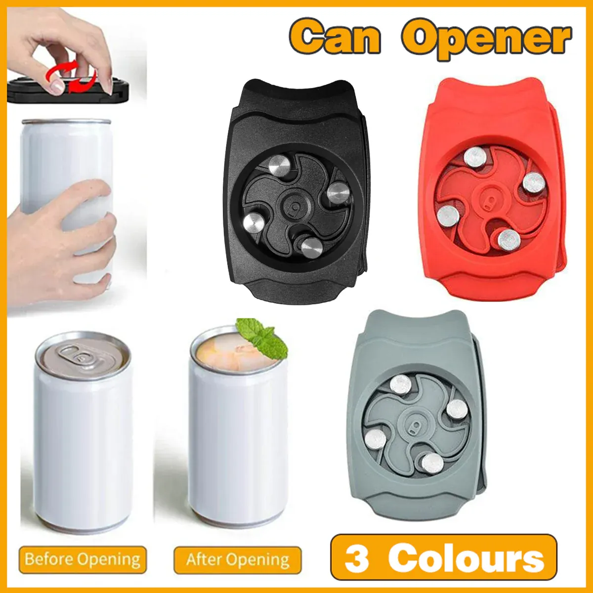 Topless Can Opener Manual Kitchen Tool for Beer Soda and Tin Bottles - Black โ image 2