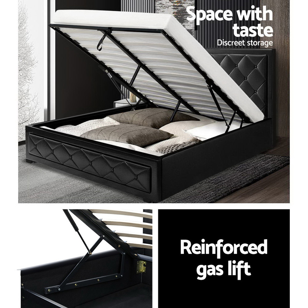Artiss Bed Frame Queen Size Gas Lift Black TIYO โ image 4