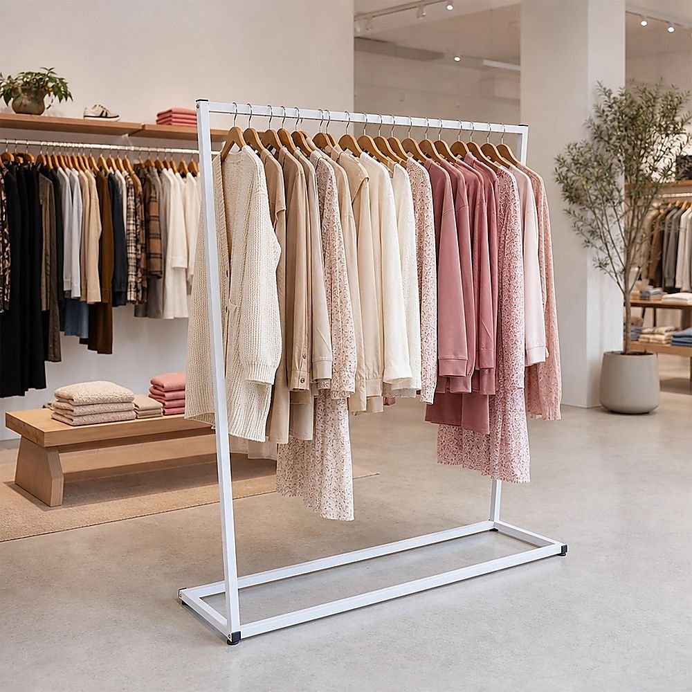 Commercial Clothing Garment Rack Retail Shop White — image 2