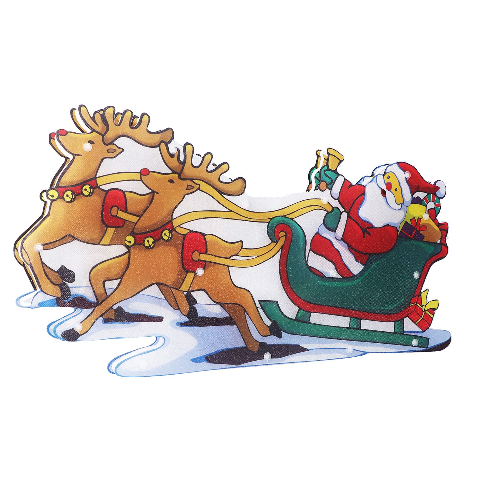 LED Christmas Light Sled Santa Claus Pattern Window Hanging Lamp Battery Powered with Suction Cup Festival Decoration โ image 2