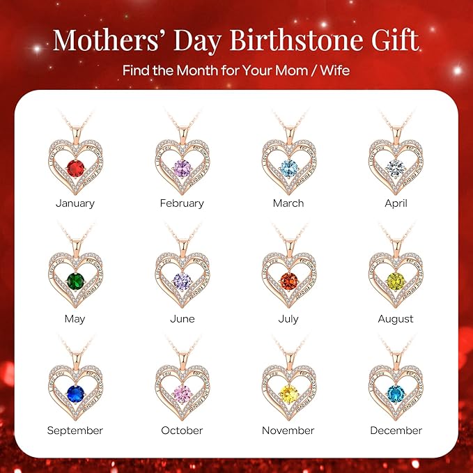 18K Rose Gold Necklaces for Women, 925 Sterling Silver Gifts for Mothers Day, Jewelry for Wife Mom Her Girlfriend, Birthstone Diamond Necklace for Birthday — image 3