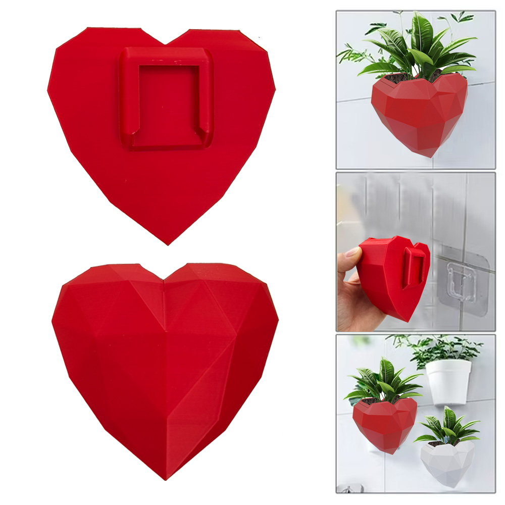 Wall Mounted Planter - NO DRILLING, Houseplant Wall Display Ideas, 3D Printed Wall Planter with Drainage Tray