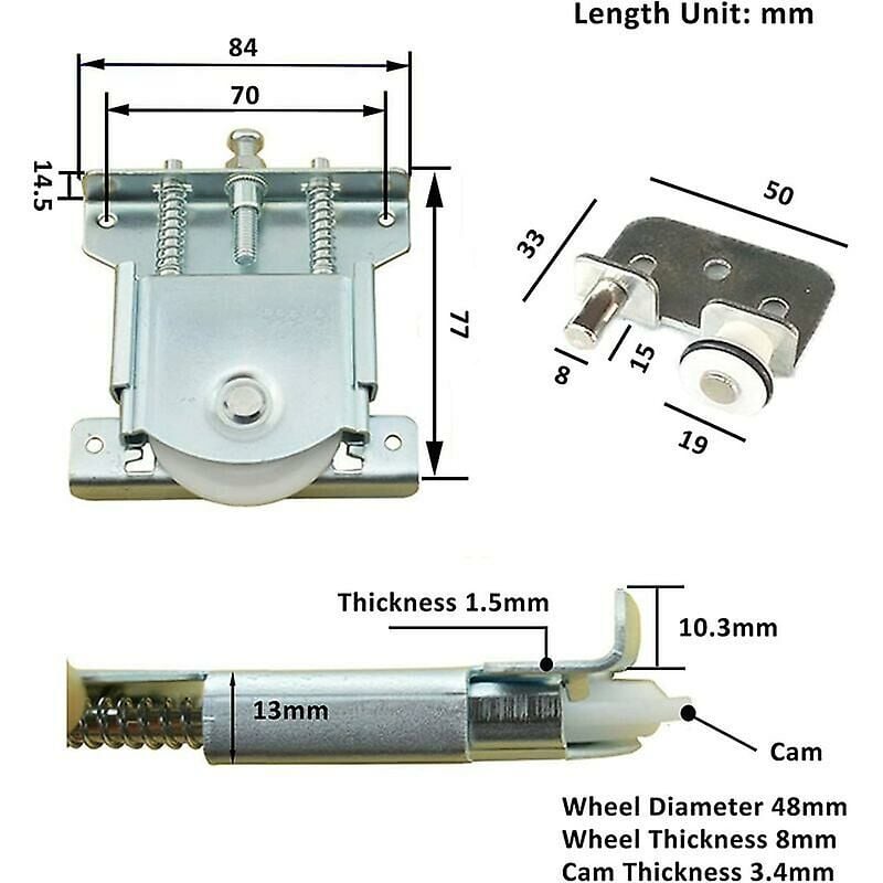 Sliding Door Rollers 2 pcs Compatible with Wardrobe Cabinet 20 kg Load Capacity Door Wheels Rails — image 2