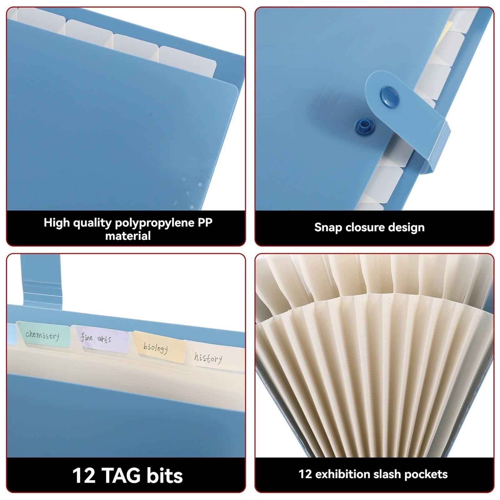 Expanding File Organizer with 8/12 Pockets Accordion File Folders with Labels Portable Document Paper Bill Receipt Organizer Home College Schǒ-ǒl Letter Size — image 6