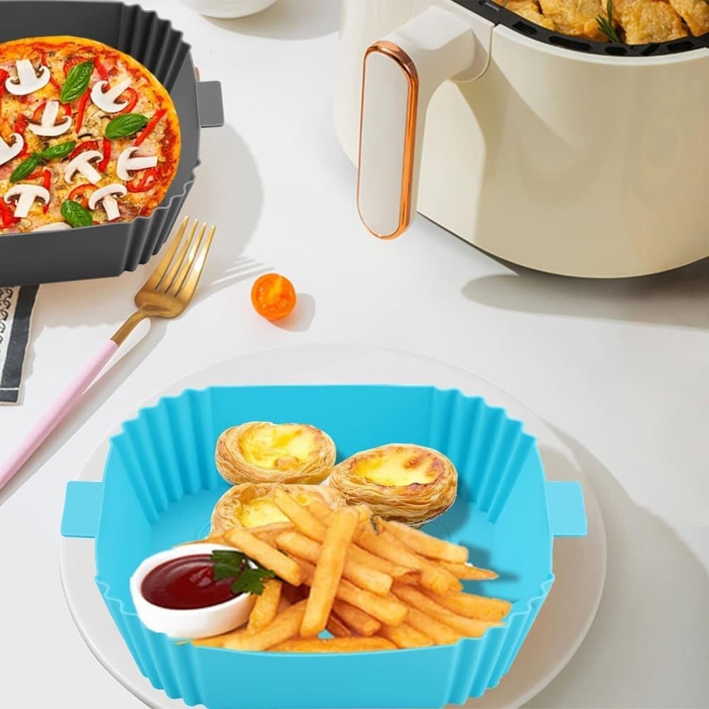 2-Pack Airfryer Silicone Basket, Non-Stick Reusable Easy to Clean, Compatible with Philips, Gray — image 6