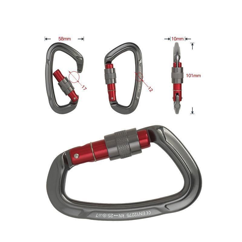 25KN Screwgate Locking Rock Climbing Carabiner Clip Aluminum D Ring Hook Buckle - Orange โ image 5