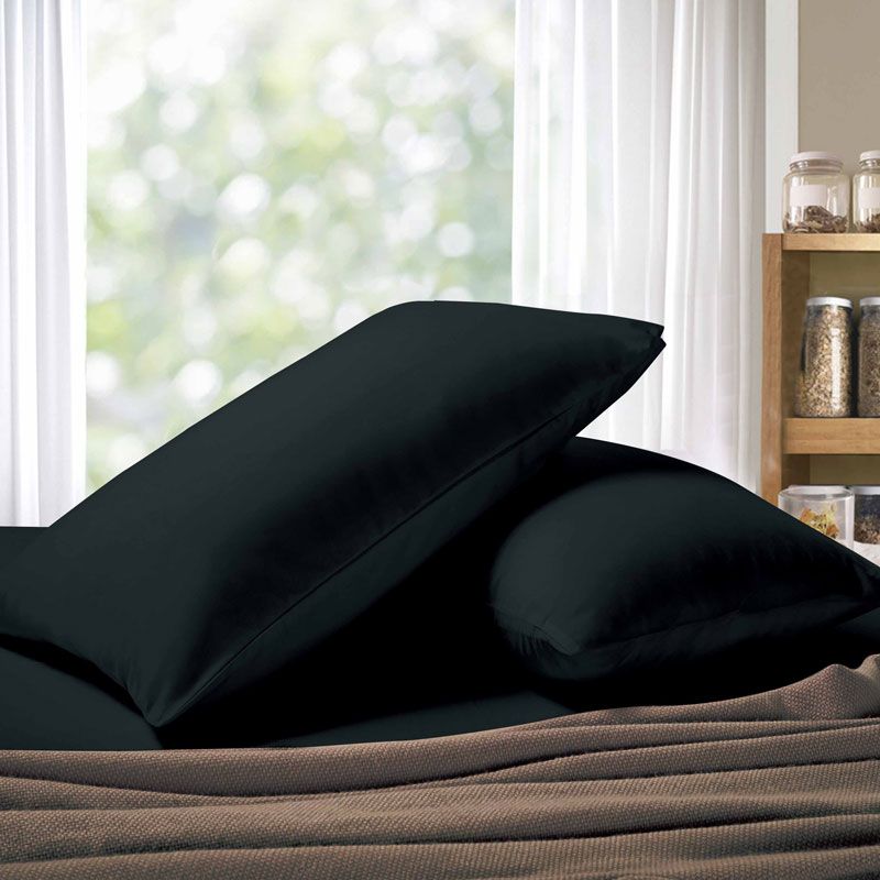 1000TC Premium Ultra Soft Standrad size Pillowcases 2-Pack - Black โ image 2