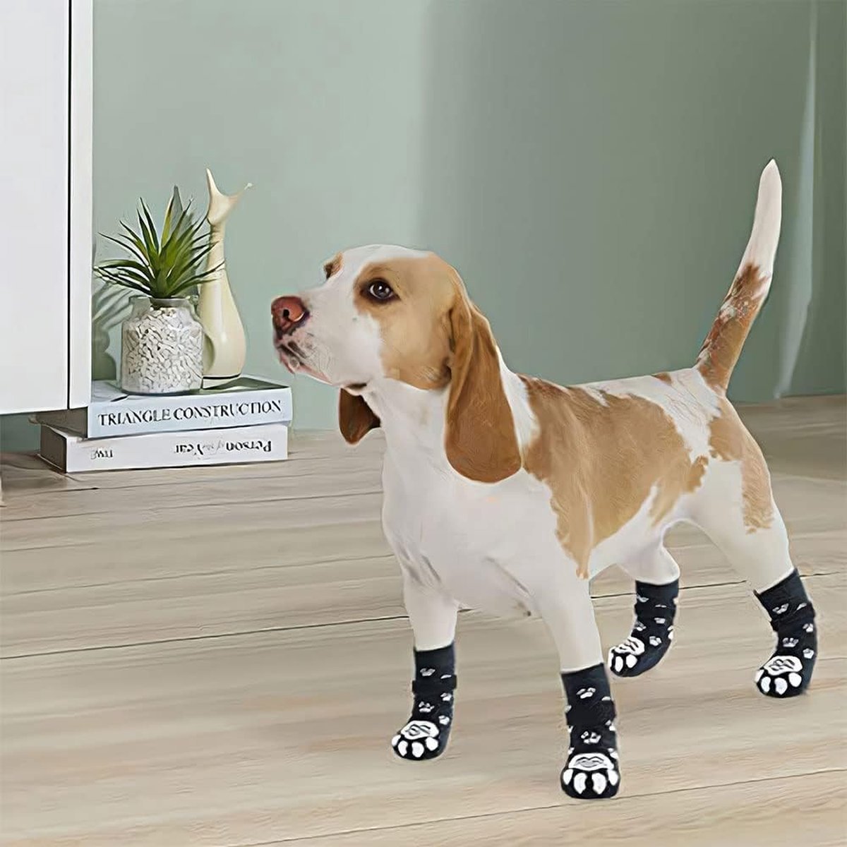 Size S 13.5 x 4.5 x 5.5cm - 2 Pairs Pet Socks - Non-Slip Dog Socks - Breathable - Adjustable - Dog Shoes Paw Protector Socks for Dogs - Velcro Closure - Pet — image 4