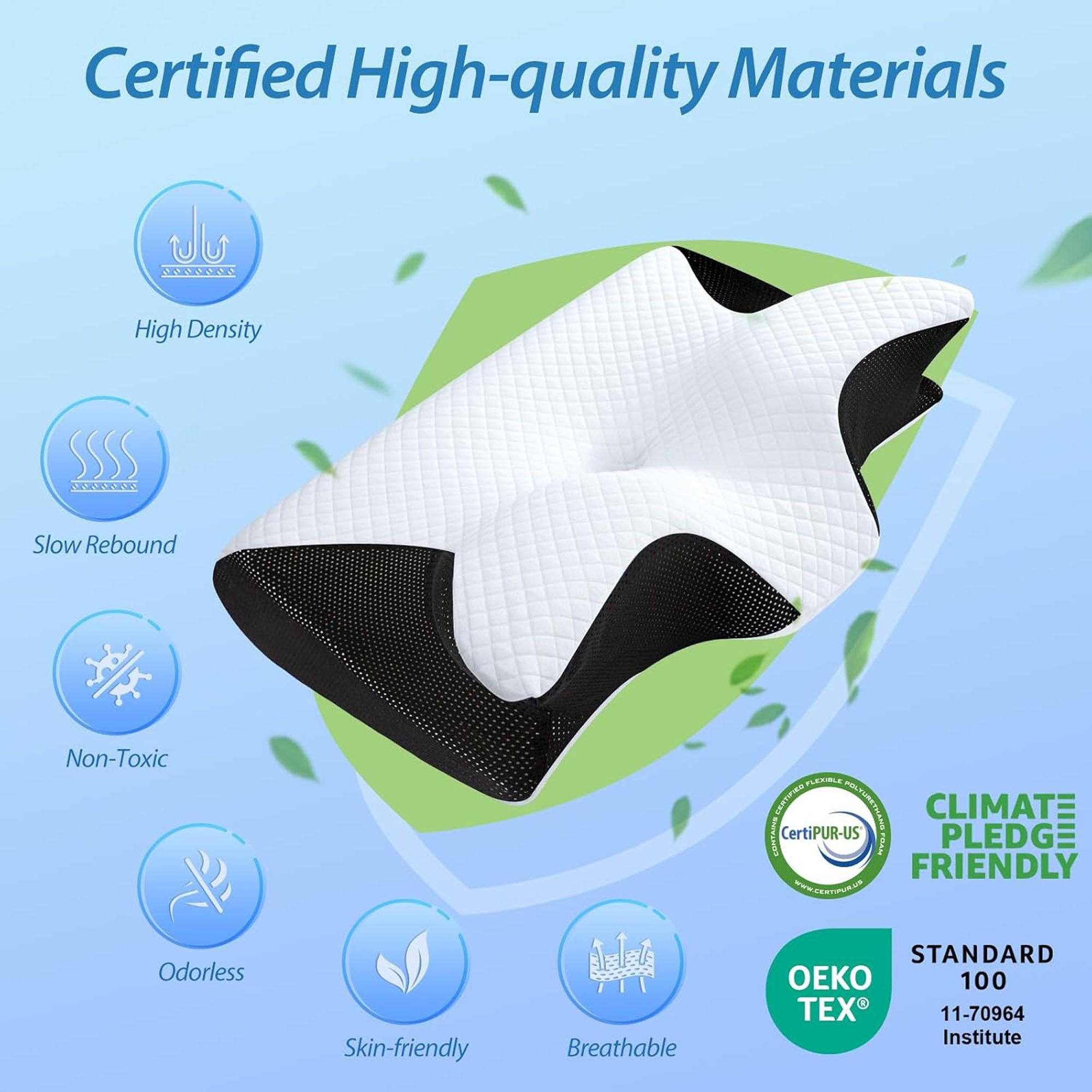 Cervical Neck Pillow for Neck Pain Relief, 2 in 1 Ergonomic Orthopedic Bed Pillow for Sleeping, Memory Foam Pillows for Side, Back & Stomach Sleepers with — image 3