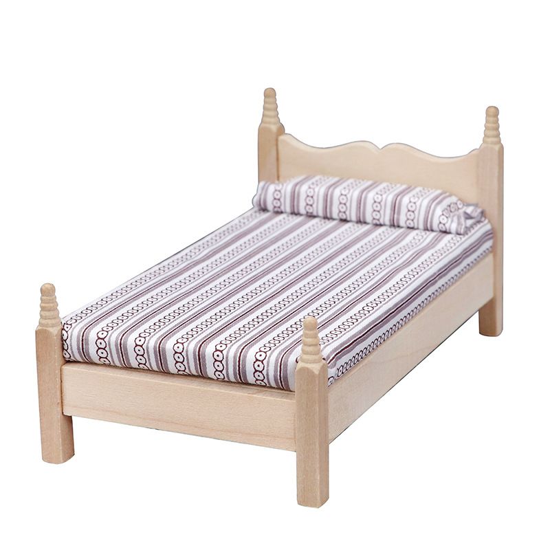 mini furniture model white embryo bedroom scene plain classical single bed, European Double Bed with for Decoration Accessories